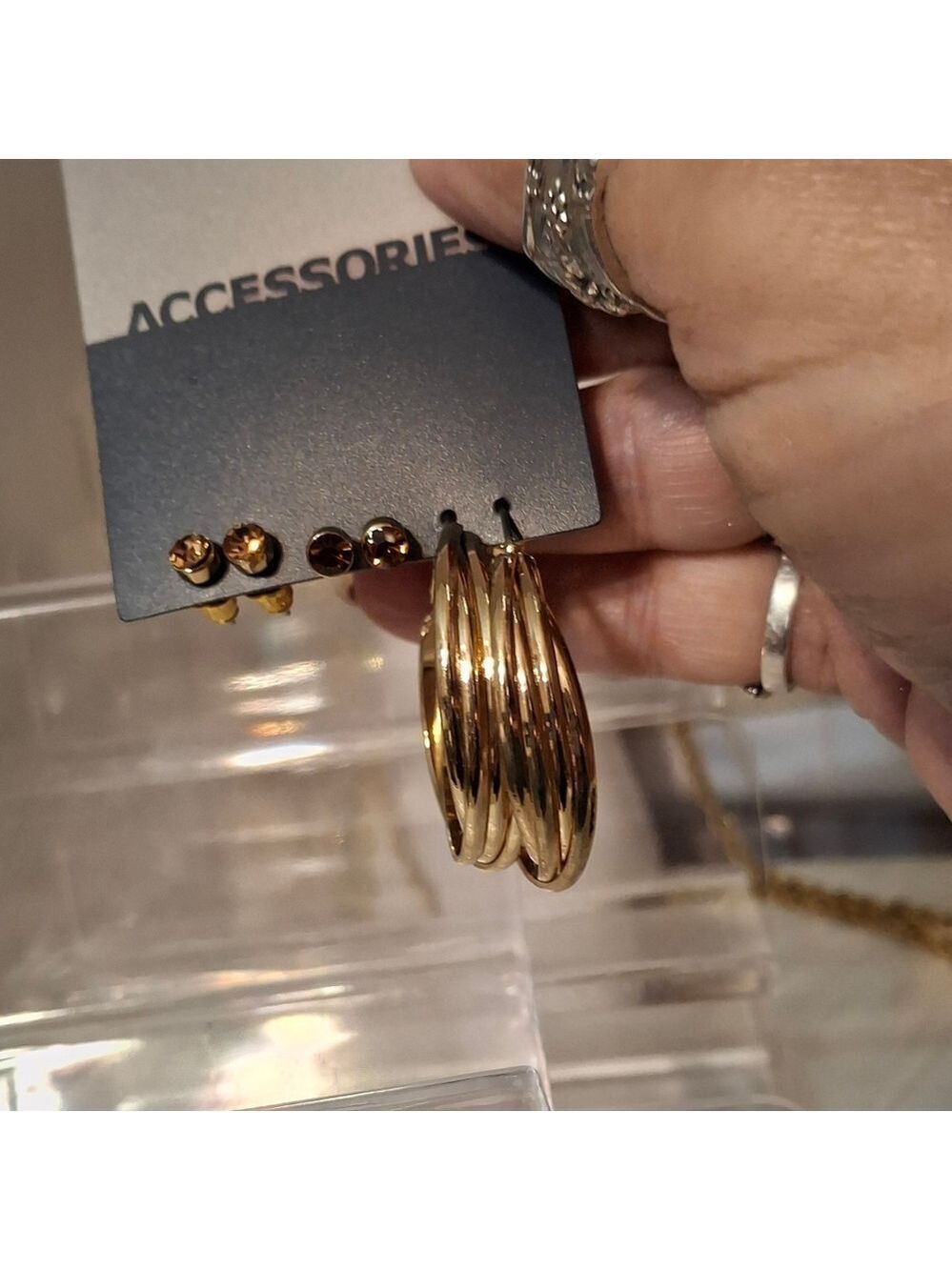 #4 3 pack hoop and stud earrings NWT
